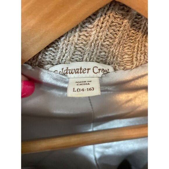 Coldwater Creek Brown Knotted Satin Lined Hook and Loop Cardigan Sweater - Picture 6 of 10